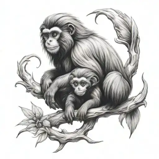 Make me and golden lion tamarin mother and child. Somewhere in the tatoo incorporate a heart that is created by the lett tattoo design idea