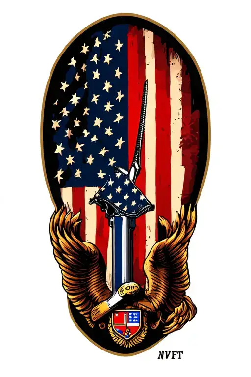 American flag, military, police tattoo design idea