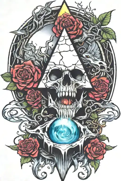 eyeball pyramid dragon roses skull tattoo design inspired tattoo with a big tree waterfall moon whale nasty bird snakes  tattoo design idea
