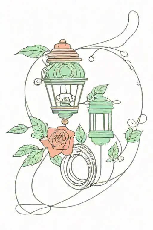 rose and blu lantern ring and green and red car speeding tattoo design idea