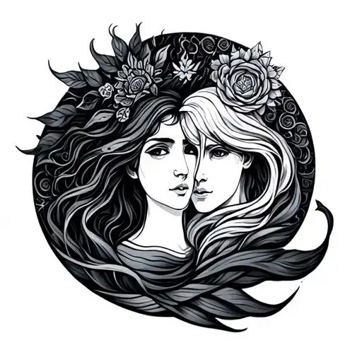 Virgo And Aquarius tattoo design idea