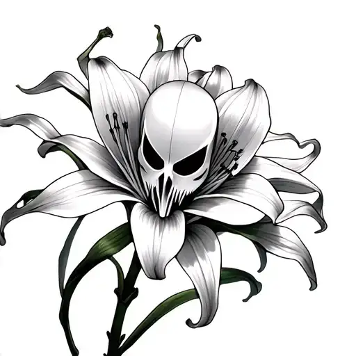 Spider lily with Ghost of Tsushima JinSakai's Mask tattoo design idea