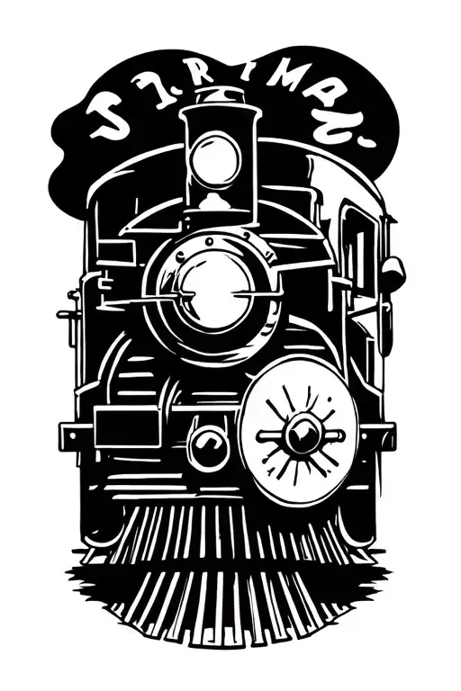 steam train tattoo design idea