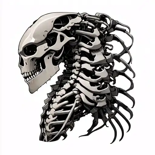 biomechanical spinal cord transformer tattoo design idea