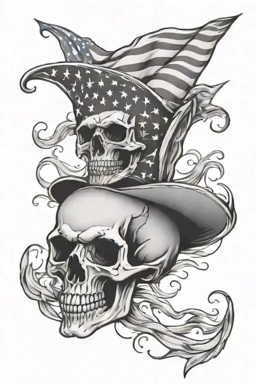 Patriotic skull tattoo design idea