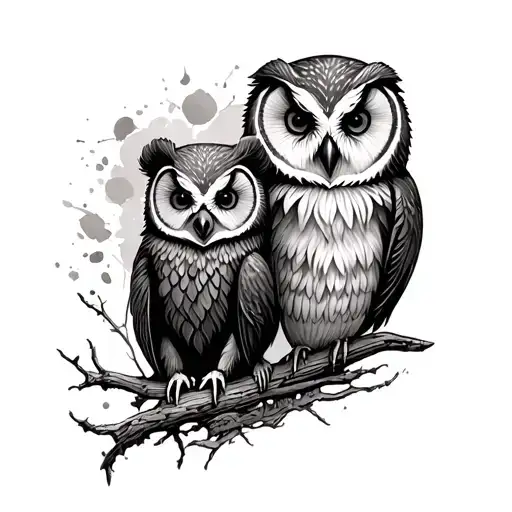 Bear And Owl tattoo design idea