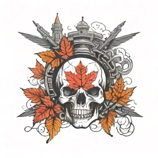 CN tower , skull, air Jordan sneaker and maple leaf  tattoo design idea
