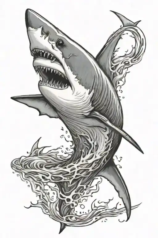great white shark tattoo design idea
