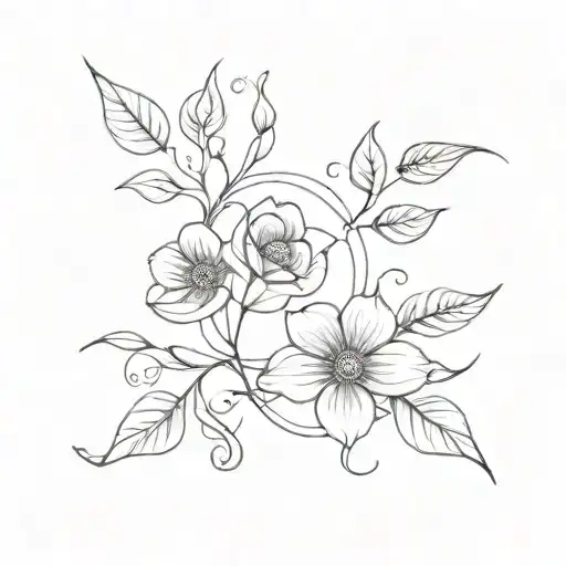 A beautiful floral design representing each birth month of your family members intertwined along your spine tattoo design idea