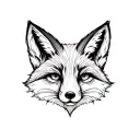Small fox head frontal black white tattoo design idea