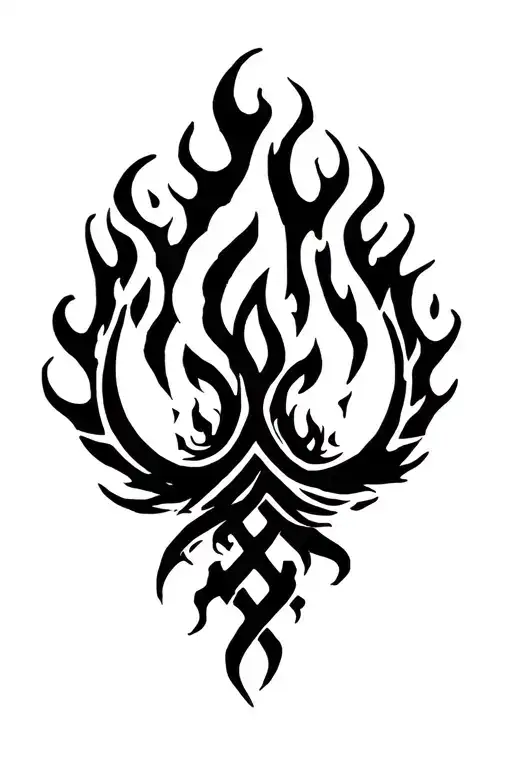 Bonfire from Dark Souls 3. tongues of flame intertwined in a sign of Virgo tattoo design idea