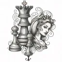 A tattoo for a woman loyalty over love using chess pieces   tattoo design idea