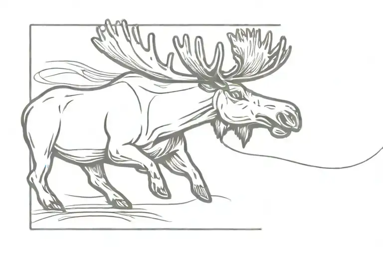 a moose driving an AC Cobra car drifting tattoo design idea