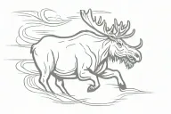 a moose driving an AC Cobra car drifting tattoo design idea