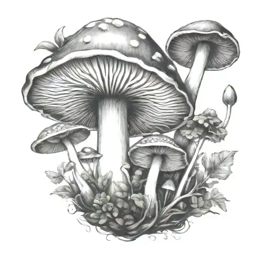 magic mushroom tattoo design idea