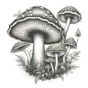 magic mushroom tattoo design idea