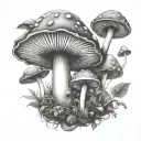 magic mushroom tattoo design idea