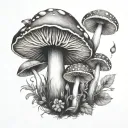 magic mushroom tattoo design idea
