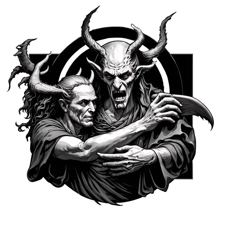 demons tormenting saint anthony tattoo design idea