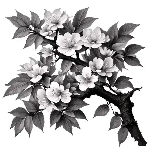Slovakia Baroque Leafs Cherry Blossom tree tattoo design idea