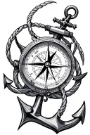 compass with anchor intertwined tattoo design idea