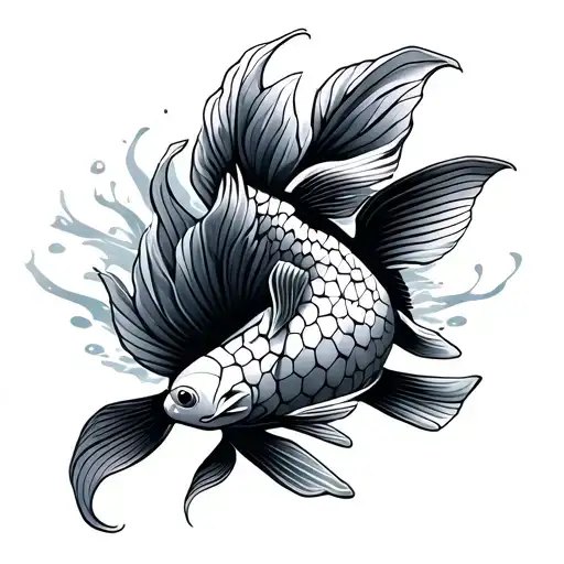geometric koi fish swimming tattoo design idea