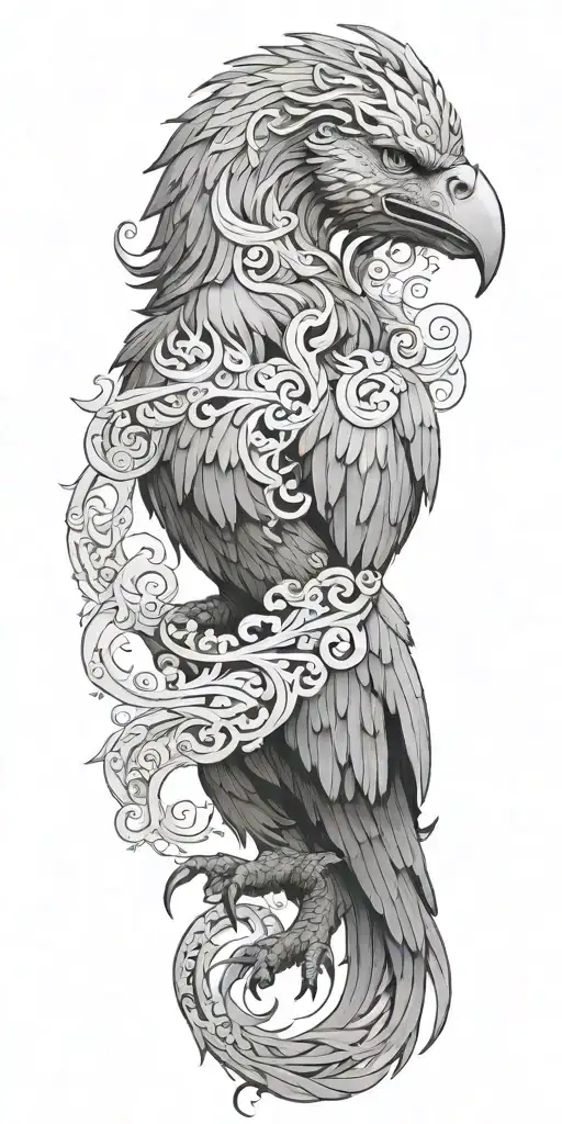 A mythical creature inspired by both Greek and Viking mythology, such as a griffin with elements of both cultures tattoo design idea