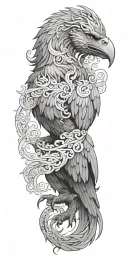 A mythical creature inspired by both Greek and Viking mythology, such as a griffin with elements of both cultures tattoo design idea