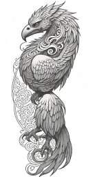 A mythical creature inspired by both Greek and Viking mythology, such as a griffin with elements of both cultures tattoo design idea