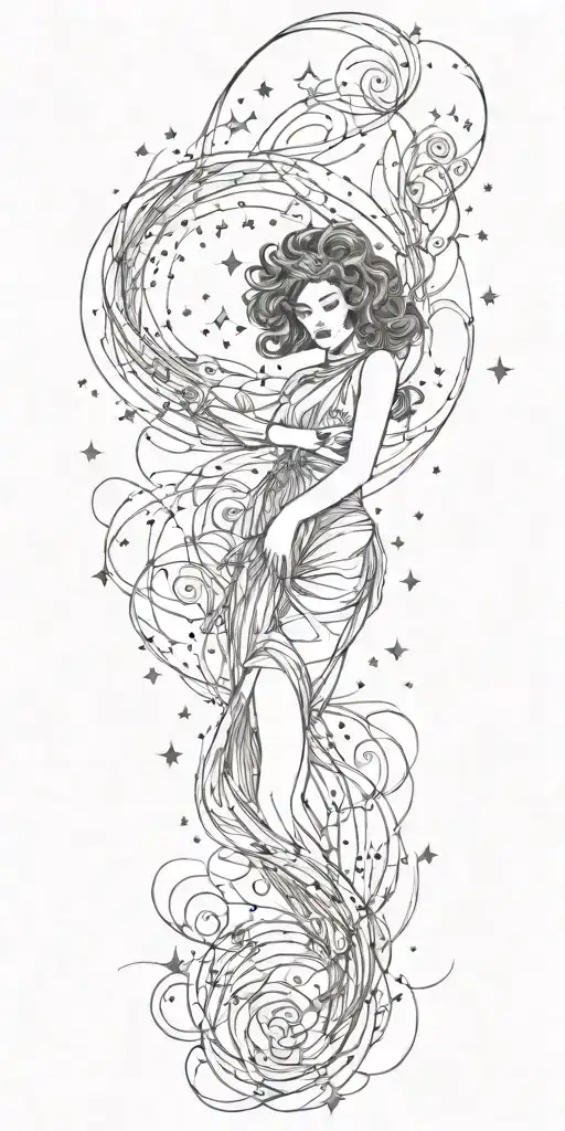 slutty sexy stars swooshing line galaxy  storm tattoo design idea