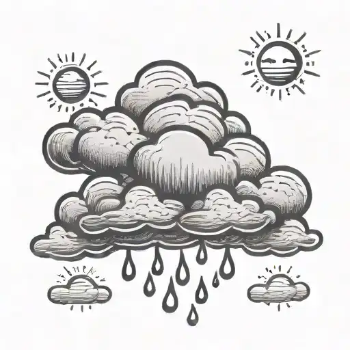 rain cloud tiny with a ray tattoo design idea