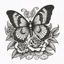 Around the butterfly on rose is snake wrapped tattoo design idea