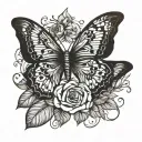 Around the butterfly on rose is snake wrapped tattoo design idea
