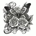 Around the butterfly on rose is snake wrapped tattoo design idea