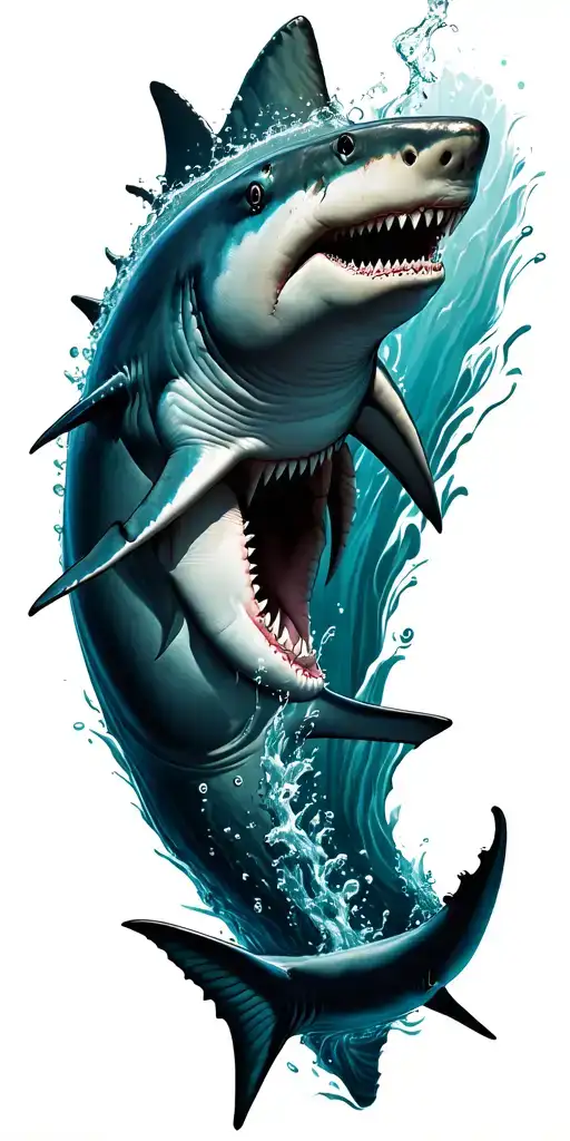  sharks swimming down arm tattoo design idea