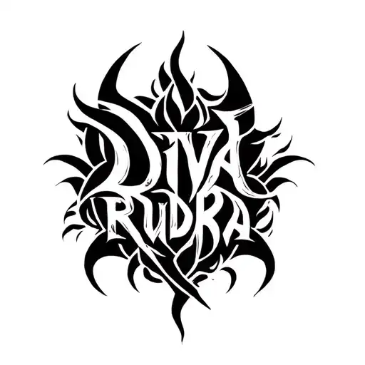 Divya Rudra text tribal tattoo design idea
