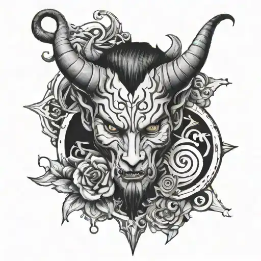 devil alchemy tattoo design idea