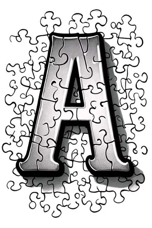 "A" jigsaw puzzle piece tattoo design idea