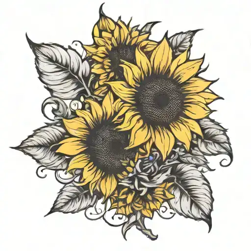 Sunflower head and the stem should look like J and with a small 'E' besides tattoo design idea