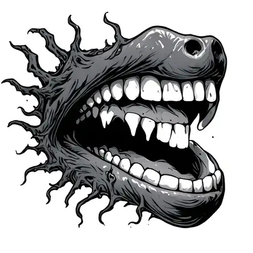 eldritch horror mouth tattoo design idea