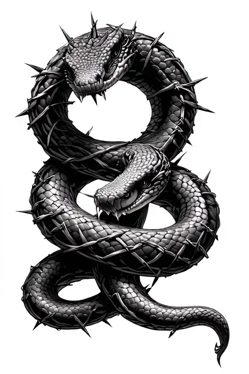 An ouroboros (snake eating its tail) made of barbed wire tattoo design idea