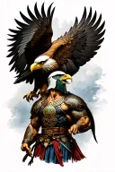 spartan and eagle perched tattoo design idea