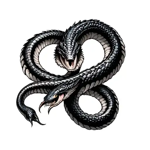 "dressed in empath's clothing" viper wrapping tattoo design idea