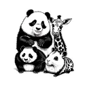 panda, hamster, giraffe and bear tattoo design idea