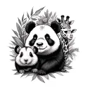 panda, hamster, giraffe and bear tattoo design idea