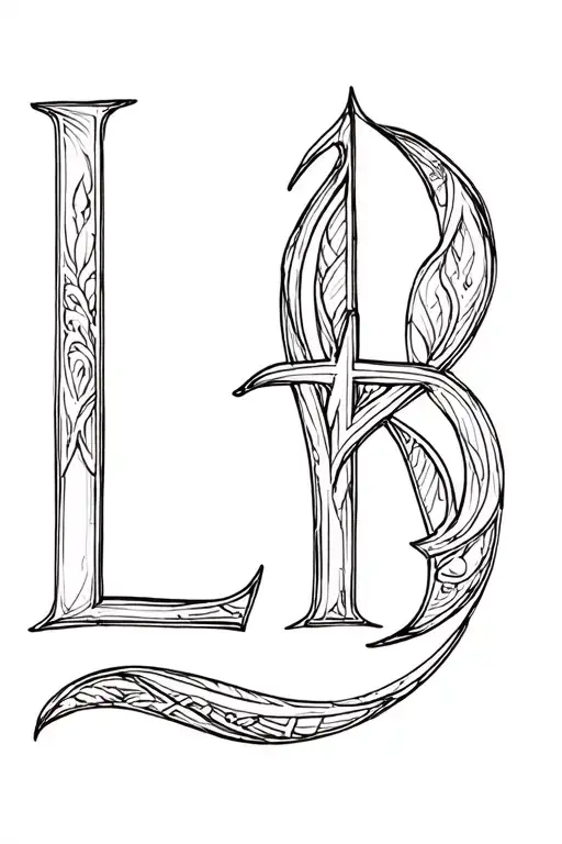 initials L T B letters tattoo design idea