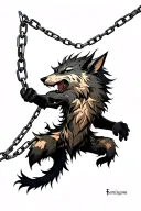 Fenrir breaking chains tattoo design idea