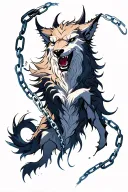 Fenrir breaking chains tattoo design idea
