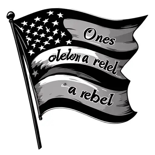 "Ones a rebel oleways a rebel" rebelion flag waving proudly tattoo design idea