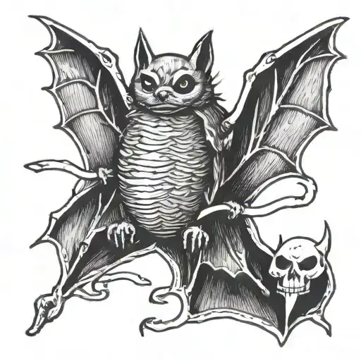 cyberpuk bat hanging tattoo design idea